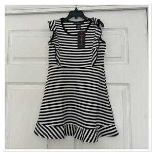 Girl’s Black & White Stripe Dress love, Alexa by Line Apparel